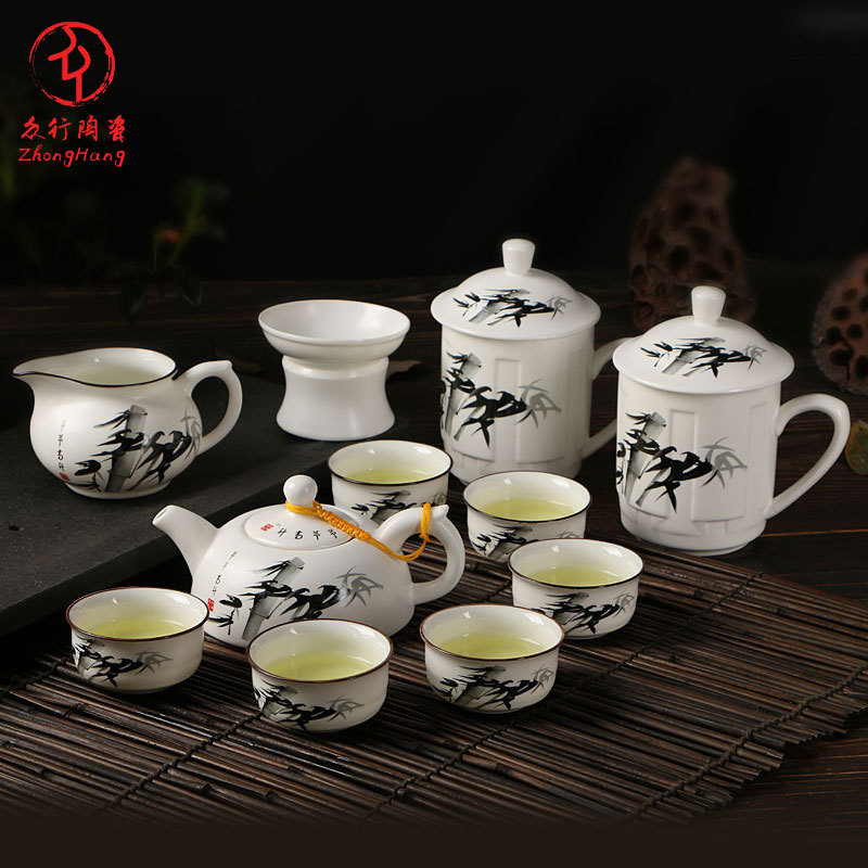 新品上市 陶瓷功夫茶具套组 亚光釉 定窑 茶具 个人茶杯