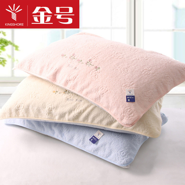 金号纯棉枕巾 80*50棉提缎素色螺旋绣花枕巾170g