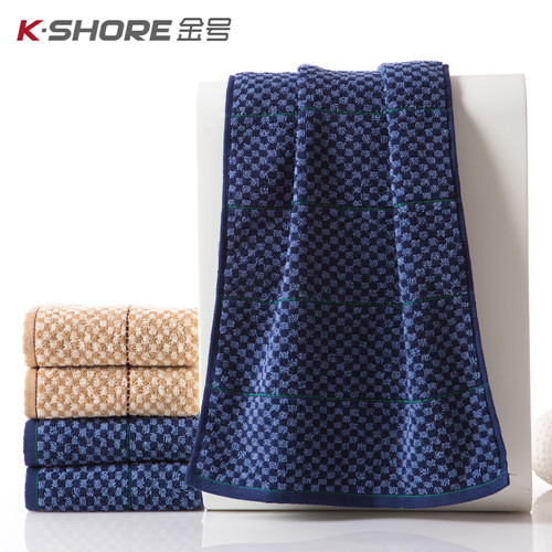 纯棉毛巾60*30全棉中巾65g简约格纹